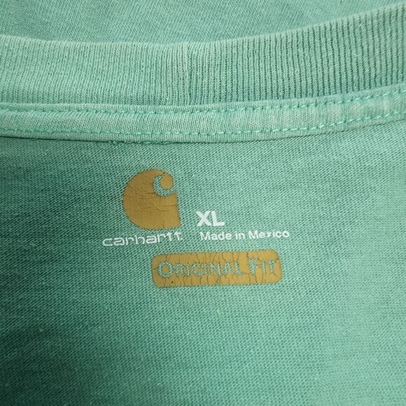 Carhartt Workwear Green & Brown Original Fit Short Sleeve Tee Shirt (XL) - Picture 5 of 5